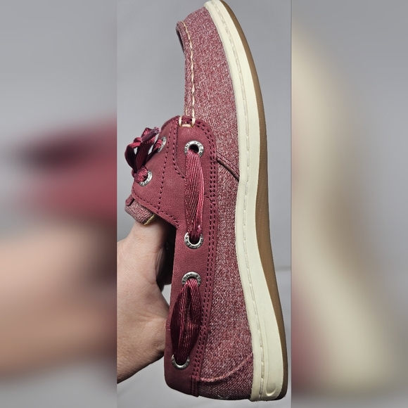Sperry Womens Top-Sider Koifish Maroon Sparkle Chambray Boat Canvas Slip On Sz 6 - Picture 6 of 12
